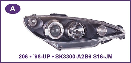 Angel Eye farovi PEUGEOT 206 Hrom,crni 98-UP